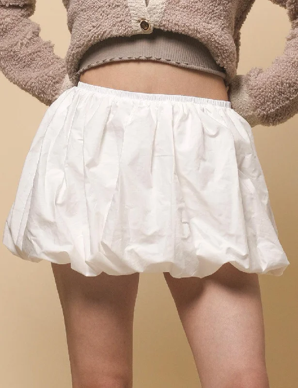 Ladies White Bubble Mini Skirt SKS4753 cashmere skirt fine