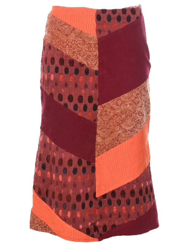 Y2K Patchwork Midi Skirt - S satin skirt smooth