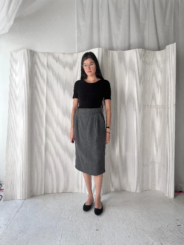 Escada grey wool pencil skirt corduroy skirt textured