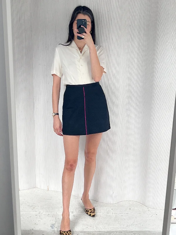 Lilly Pulitzer black & neon trim miniskirt linen skirt natural