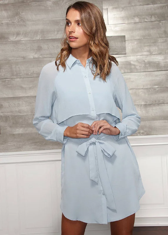Women's Button Up Shirts Dress In Cashmere Blue Tunics Cozy comfortable