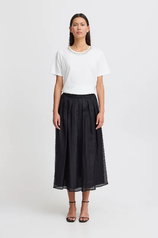 Umeko Midi Skirt Black wool skirt sturdy