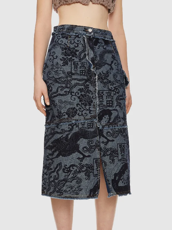 Kenzo Denim Midi Skirt linen skirt airy
