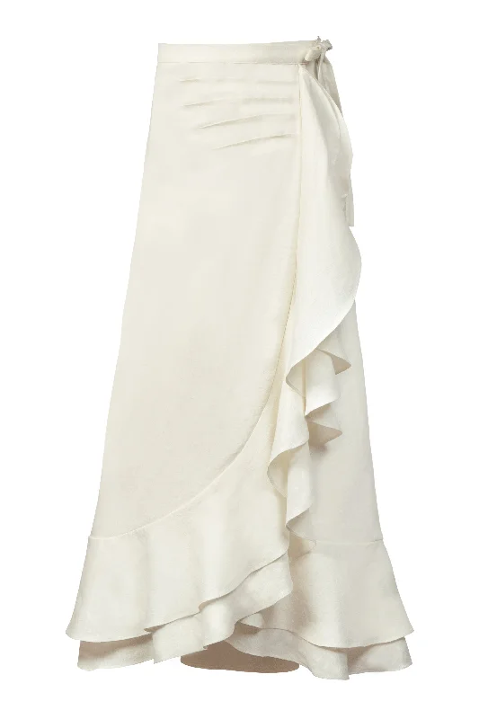 Golestan Ruffle Skirt in Off-White velvet skirt plush
