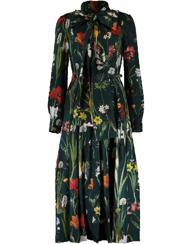 Floral Harvest Print Dress Tunics Denim casual