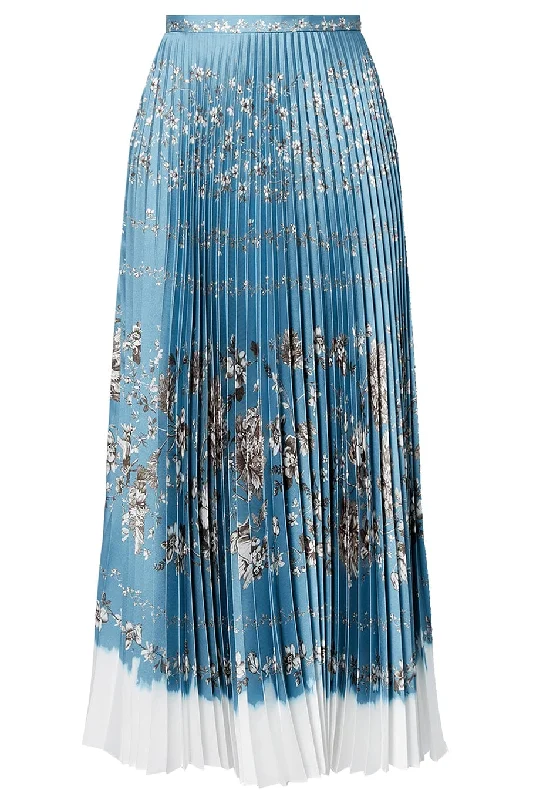 Nesrine Pleated Skirt - Blue wool skirt sturdy