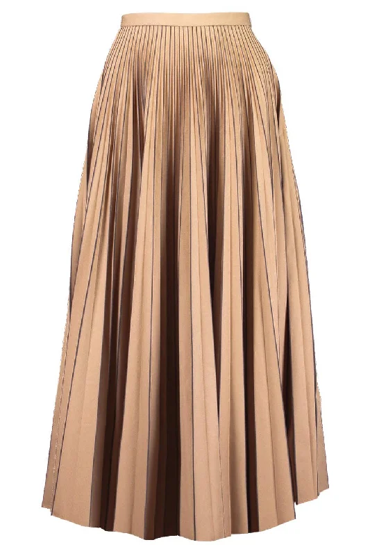 Nesrine Pleated Skirt - Camel cashmere skirt fine