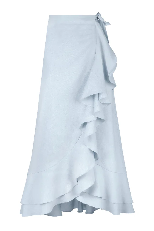 OTM Exclusive: Golestan Ruffle Skirt in Blue slim fit skirt