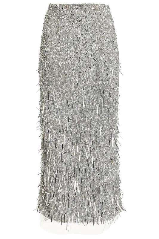 Sequin Paillette Embroidered Pencil Skirt midi skirt versatile