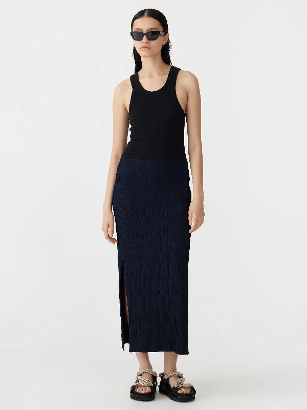 textured side split skirt denim skirt stylish