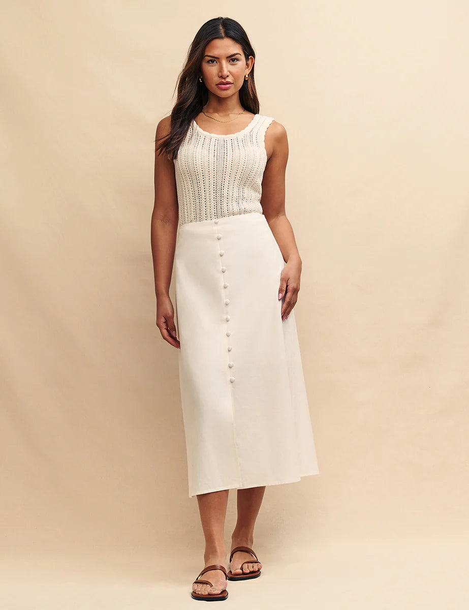 Sadie Midi Skirt White leather skirt refined