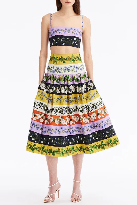 Stripe Full Skirt floral skirt print