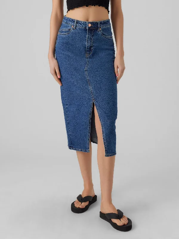 Γυναικεία φούστα τζιν VMVERI HR CALF DENIM SKIRT GA MIX NOOS 10295731 | 10295731 leather skirt bold