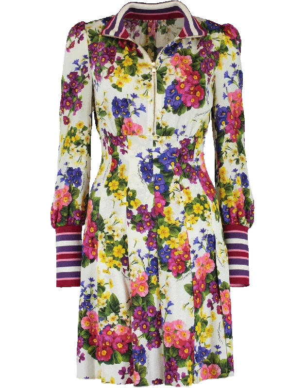 Knit Cuff Floral Dress Tunics Modern contemporary