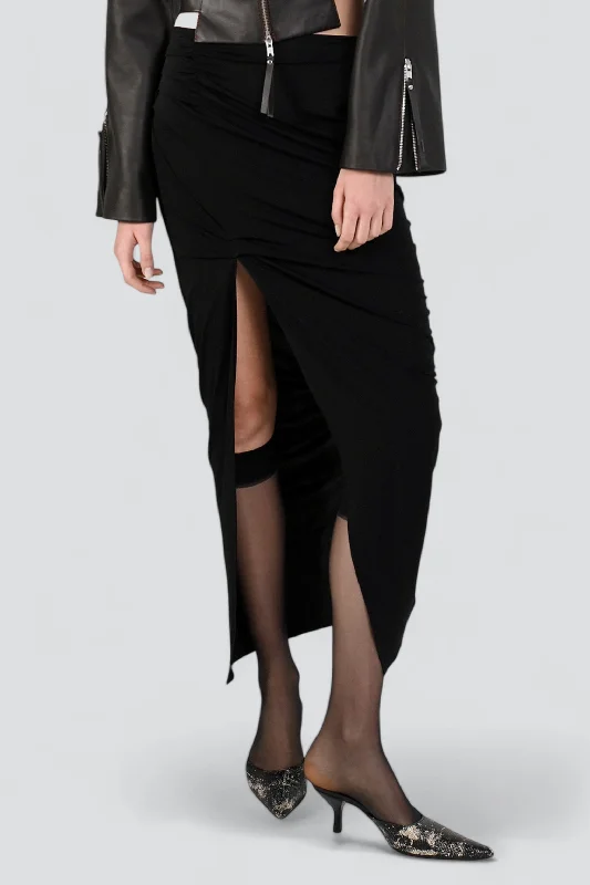 Black Viscose Wave Skirt a-line skirt cut