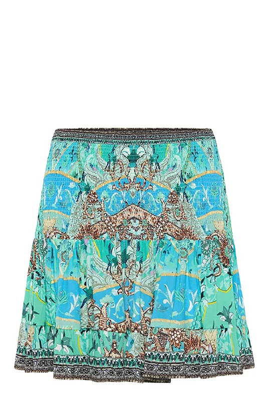 Short Shirred Skirt silk skirt lustrous