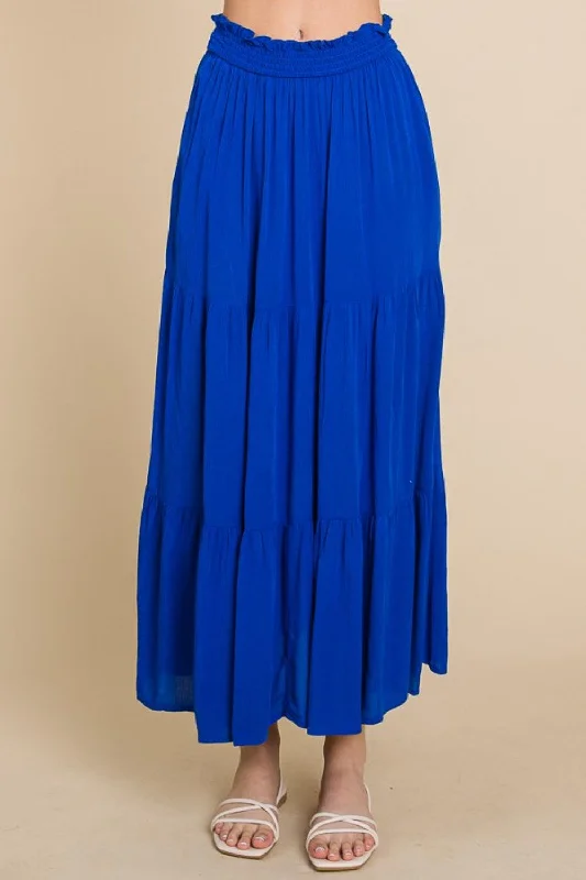 Culture Code Full Size Frill Ruched Midi Skirt spandex blend skirt