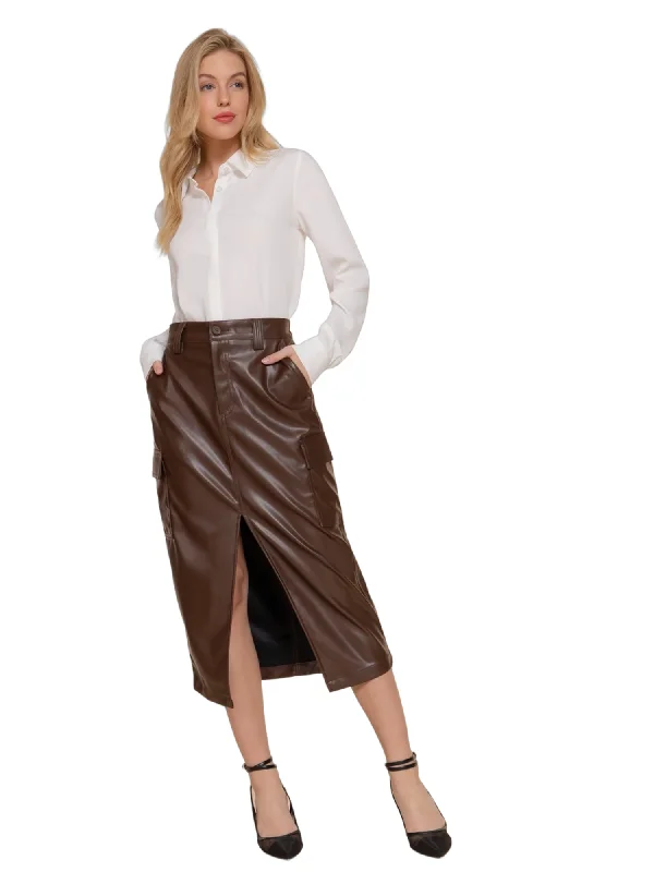 Active Usa Cargo Midi Skirt leather skirt sleek