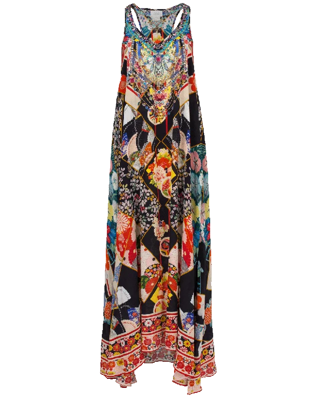 Racer Back Printed Dress Tunics Evening elegant