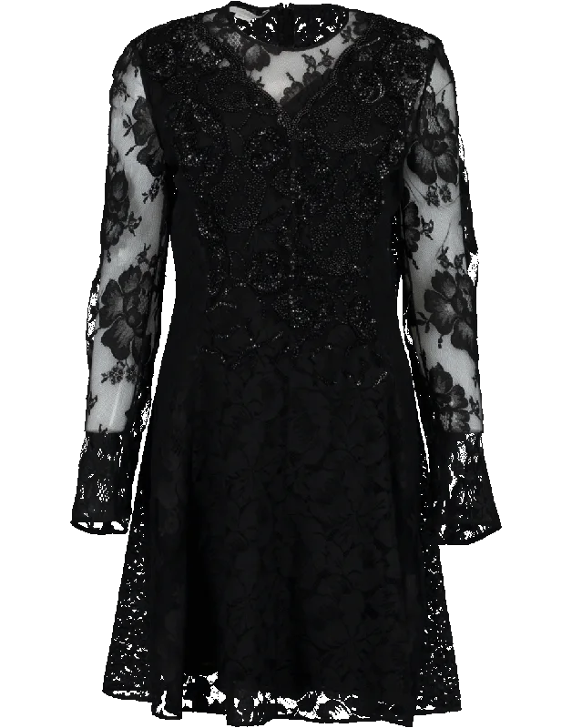 Cassie Floral Lace Dress Tunics Fleece cozy