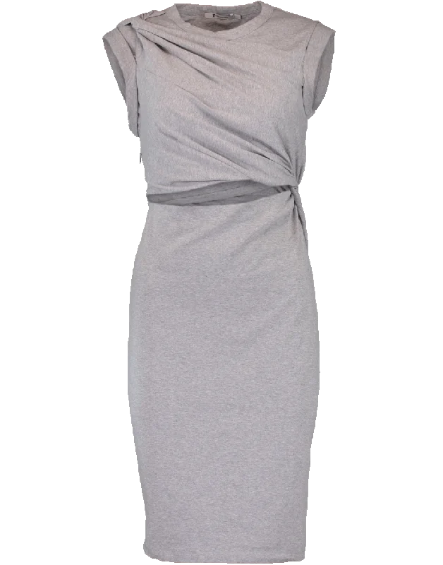 Compact Jersey Twist Shoulder Dress Tunics Party sparkling