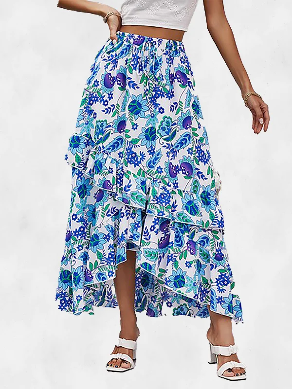 Pink Ripple Bohemian Style Mid Skirt cashmere skirt soft