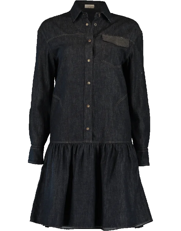 Denim Flutter Dress Tunics Gym athletic