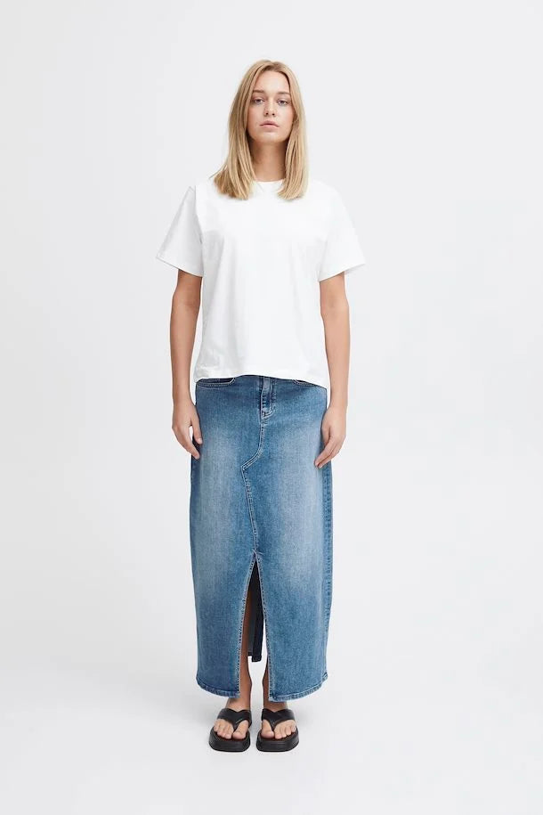 Twiggy Maxi Denim Skirt Light Blue cashmere skirt soft