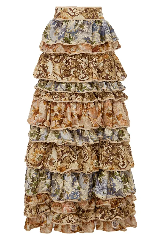 Phillipa Ruffle Skirt linen skirt breathable