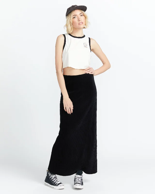 Cording To U Skirt - Black denim skirt casual