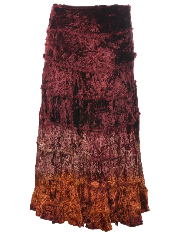 Velour Dark Brown Y2K Midi Skirt - L chiffon skirt airy