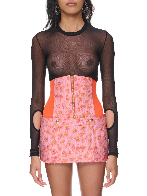 Foam Corset Skirt (1K01000F-W00G9-SW-G411-PINK) belted skirt waist