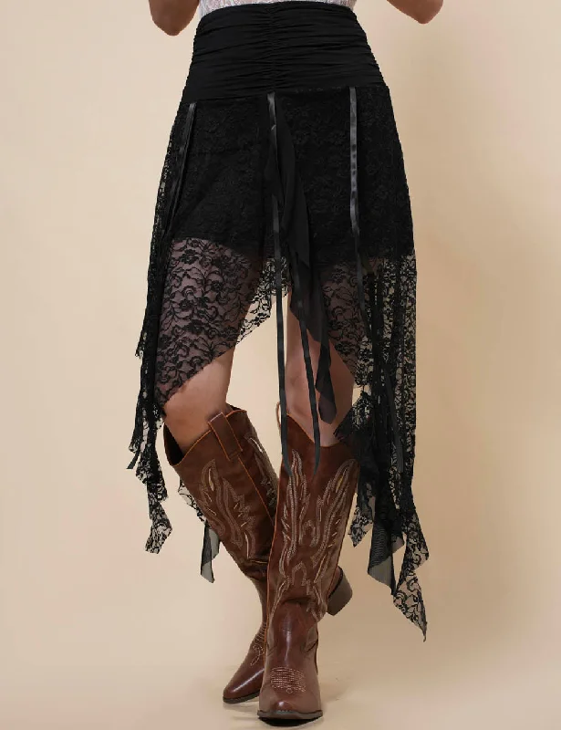 Ladies Floral Lace Inregular Hem Skirt SKS41020 linen skirt light