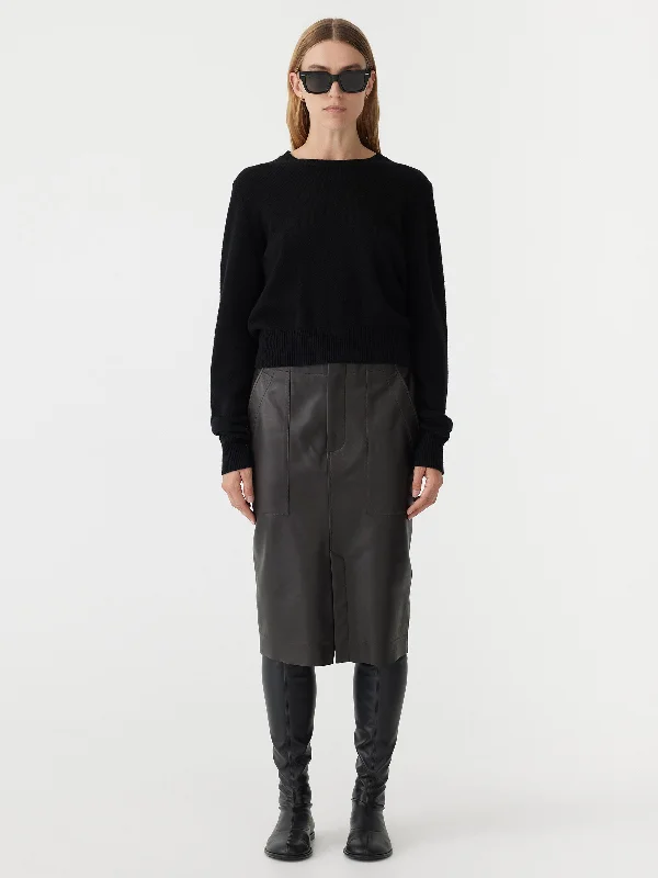 longerline leather skirt linen skirt natural
