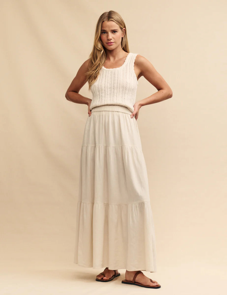 Teri Maxi Tiered Skirt Stone silk skirt sleek