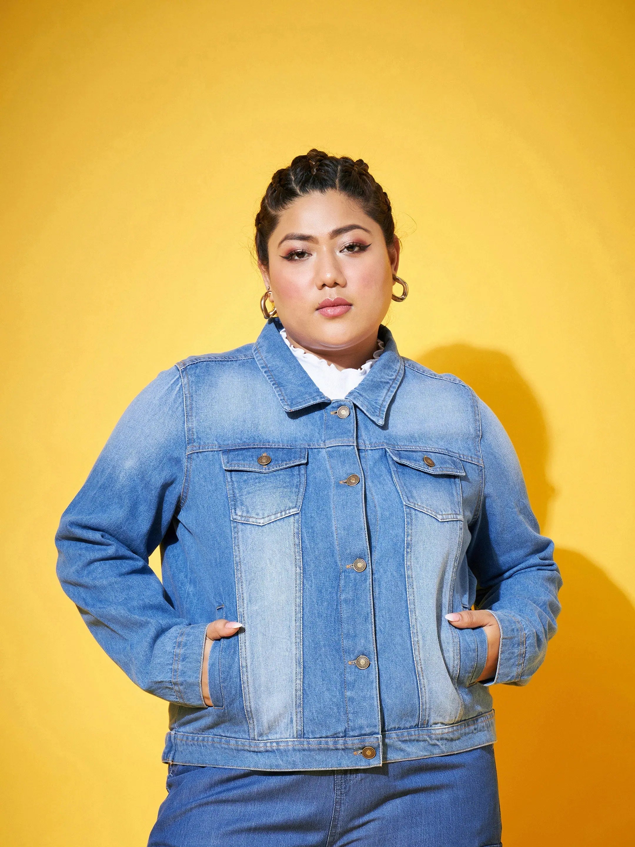 Women Solid Standard Blue Collared Neck Full Sleeve Jacket Zippered Jacket Buttoned Jacket Snapped Jacket Women Solid Standard Blue Collared Neck Full Sleeve Jacket Zippered Jacket Buttoned Jacket Snapped Jacket