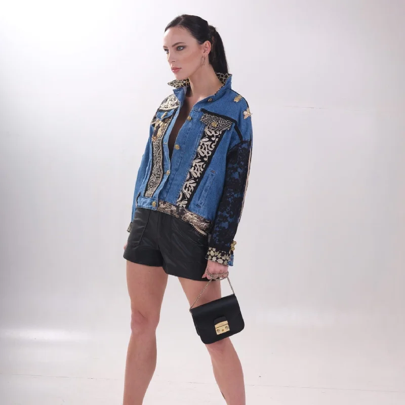 Oversize Blue Denim & Gold Jean Jacket Faux Fur Jacket Real Fur Jacket Shearling Jacket Oversize Blue Denim & Gold Jean Jacket Faux Fur Jacket Real Fur Jacket Shearling Jacket