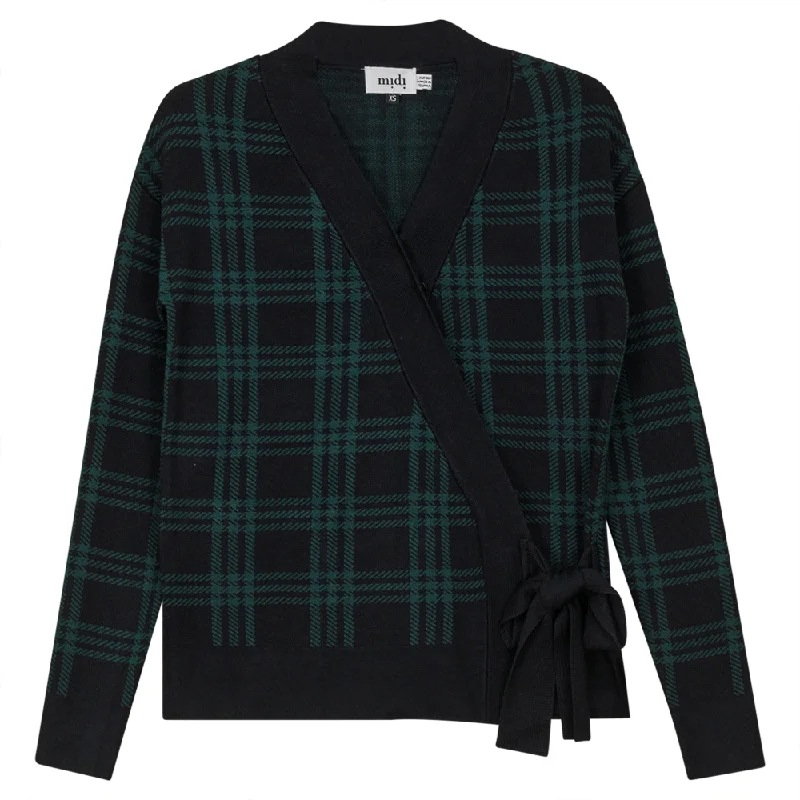 Midi Wrap Cardigan Front Pockets Side Pockets Patch Pockets