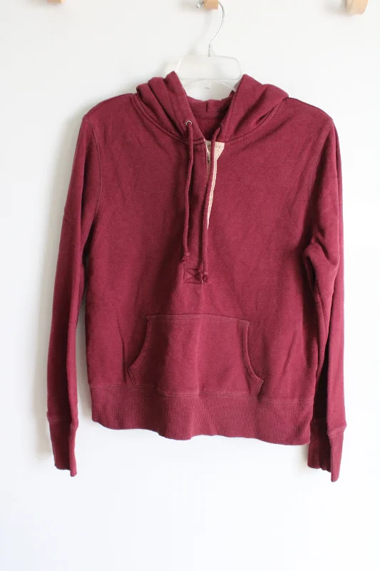 Aeropostale Maroon Hoodie | L Hoodie with Hem Detail Decorative Unique