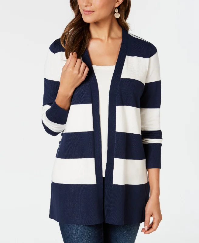 Petite Striped Open-Front Cardigan Wool Cardigan Cotton Cardigan Cashmere Cardigan