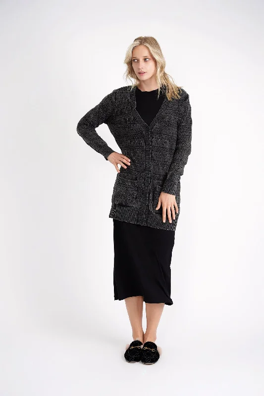 Noni Pointelle Knit Cardigan Top Wool Cardigan Cotton Cardigan Cashmere Cardigan