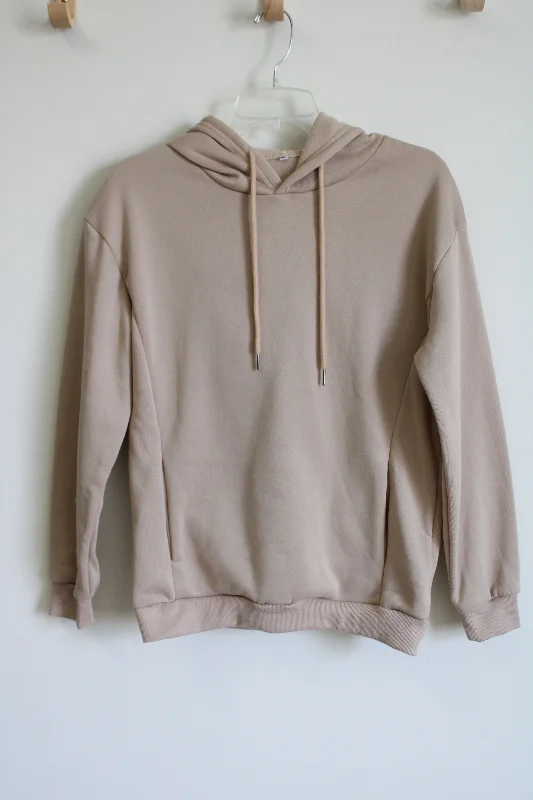 Shein Tan Hoodie | S Hoodie Dress Longline Feminine