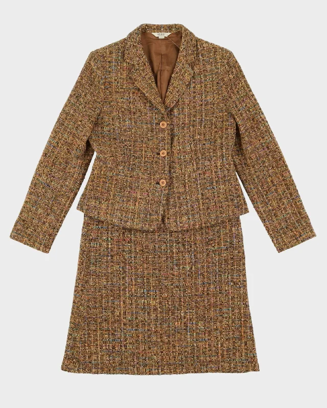 Vintage Style Beige Melange 2 Piece Jacket And Skirt Set - S Fitted Jacket Loose Jacket Oversized Jacket Vintage Style Beige Melange 2 Piece Jacket And Skirt Set - S Fitted Jacket Loose Jacket Oversized Jacket