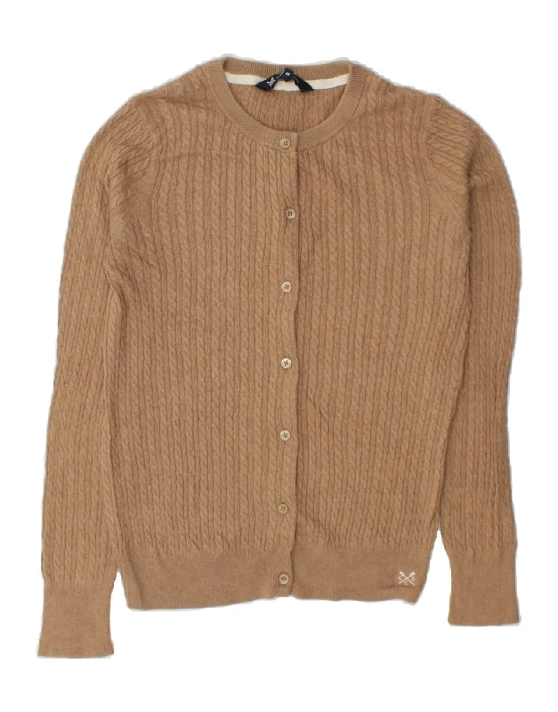 CREW CLOTHING Womens Cardigan Sweater UK 8 Small Brown Cotton Zippered Front Buttoned Front Snap Front CREW CLOTHING Womens Cardigan Sweater UK 8 Small Brown Cotton Zippered Front Buttoned Front Snap Front
