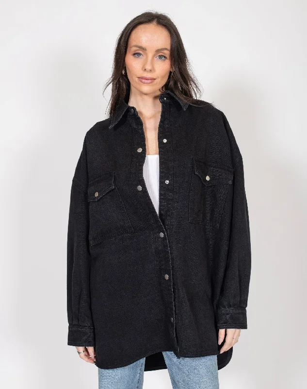 Top - Brunette The Label Shania Denim Jacket Knit Jacket Woven Jacket Fleece Jacket Top - Brunette The Label Shania Denim Jacket Knit Jacket Woven Jacket Fleece Jacket