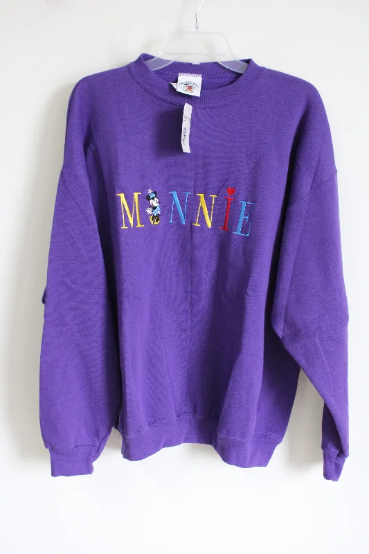 NEW Vintage Mickey & Co. Minnie Mouse Embroidered Purple Sweatshirt | XL Hoodie with Pocket Utility Practical NEW Vintage Mickey & Co. Minnie Mouse Embroidered Purple Sweatshirt | XL Hoodie with Pocket Utility Practical