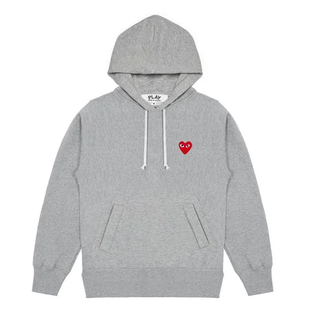 Play Comme des Garçons Sweatshirt (Grey) Hoodie with Snap Buttons Easy Quick