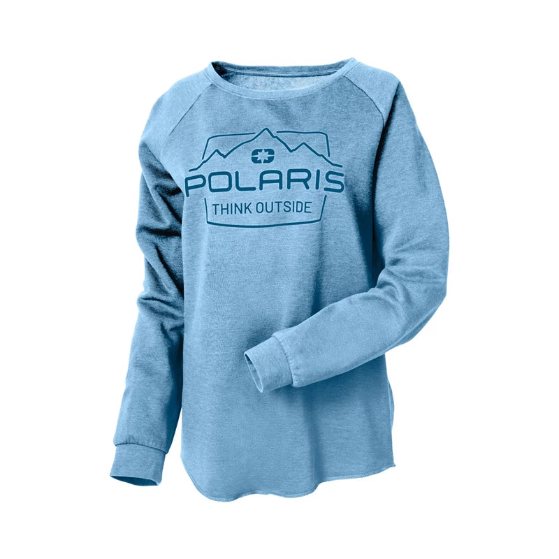 Polaris Women's Adventure Crew Sweatshirt, Misty Blue | 2864602 Hoodie with Slit Hem Functional Movement Polaris Women's Adventure Crew Sweatshirt, Misty Blue | 2864602 Hoodie with Slit Hem Functional Movement
