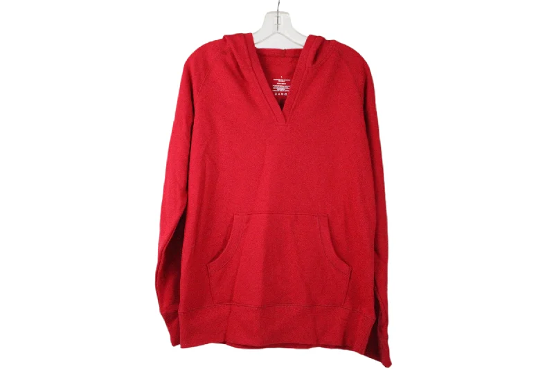 Red V-Neck Hoodie | L Hoodie with Earth Tones Natural Calm
