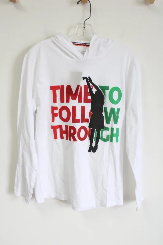 NEW Fill Time To Follow Through White Hoodie | S Hoodie with Gradient Ombre Colorful NEW Fill Time To Follow Through White Hoodie | S Hoodie with Gradient Ombre Colorful